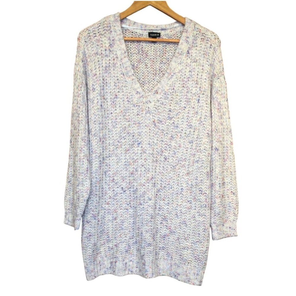 Torrid Womens Multicolor Pullover Sweater Size 1 1X Tunic V neck